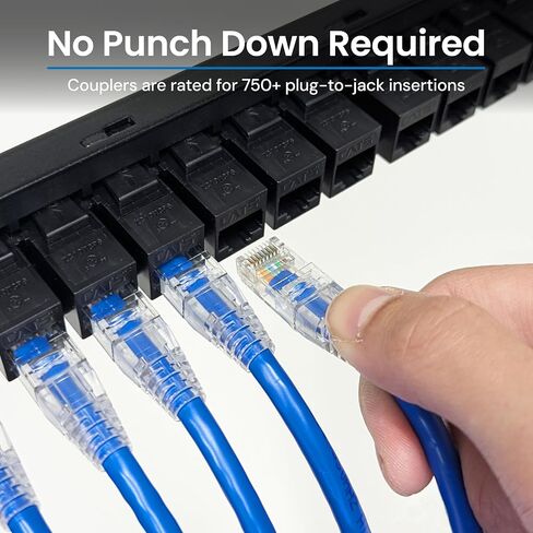 لوحة تصحيح التغذية ICC CAT6، 48 منفذًا، 2U Rackmount، لوحة تصحيح RJ45 Ethernet، بدون ثقب، متوافقة مع PoE++ وTAA، أسود in Saudi Arabia