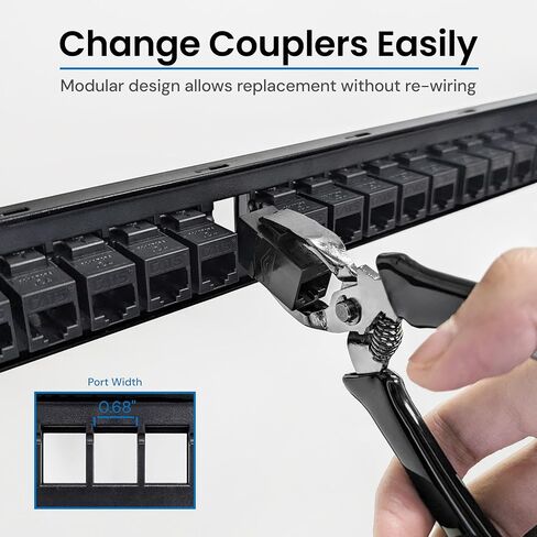لوحة تصحيح التغذية ICC CAT6، 48 منفذًا، 2U Rackmount، لوحة تصحيح RJ45 Ethernet، بدون ثقب، متوافقة مع PoE++ وTAA، أسود in Saudi Arabia