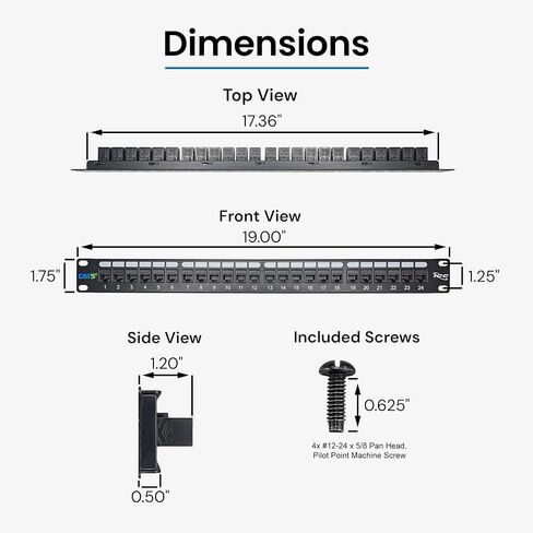 لوحة تصحيح التغذية ICC CAT6، 48 منفذًا، 2U Rackmount، لوحة تصحيح RJ45 Ethernet، بدون ثقب، متوافقة مع PoE++ وTAA، أسود in Saudi Arabia