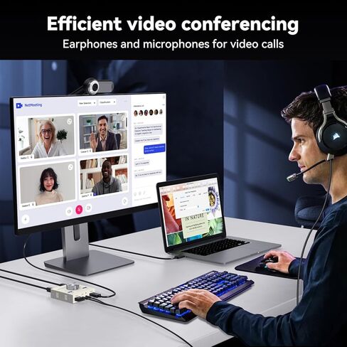 محول USB 3.0 لجهازي كمبيوتر يشاركان أجهزة سماعات الرأس السلكية USB A و3.5 مم، محول USB 4 منافذ للوحة المفاتيح والماوس، الطابعة/الماسح الضوئي مع كابلين USB3.0، رمادي in Kuwait