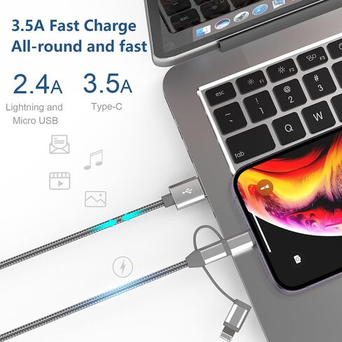 MFi Certified 3 in 1 Multi Charging Cable 1Pack in Kuwait