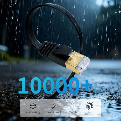 كابل إيثرنت قابل للسحب من MAYWILLA كابل شبكة مسطح Cat7 عالي السرعة بسرعة 10 جيجابت في الثانية مع موصلات RJ45 للإنترنت والألعاب والمكتب واستخدام السفر (4.92 قدم) in Saudi Arabia