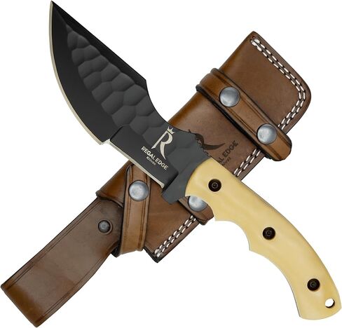 Fixed Blade Knife – 10" Handmade Tracker Hunting Knife with Camel Bone Handle & Leather Sheath, Full Tang 1095C High Carbon Steel Survival Knives for Camping, Hunting & Outdoor Use in Saudi Arabia