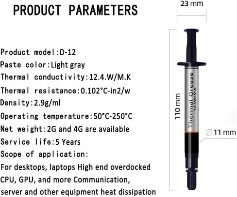 Silver Series D-12 Thermal Paste, High Performance Thermal Paste for Computer Manufacturing Assembly, Ideal for IC/Processor/CPU/GPU/All Coolers (with Scraper, 4g-2 Pack) in Saudi Arabia