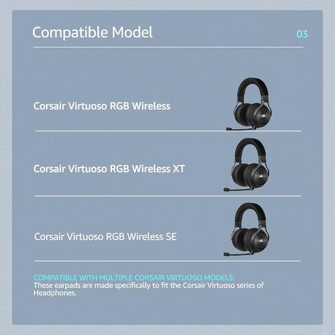 Fabric Replacement Ear Pads for Corsair Virtuoso Gaming Headset, Corsair Virtuoso Earpads Replacement with Soft Fabric & High-Density Memory Foam, Sound Isolation Ear Cushion in Saudi Arabia