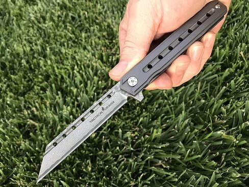 سكين جيب دمشقي من TACTICAL GEARZ، Onyx XT، مقبض تيتانيوم Tc4، 67 شفرة دمشقية متعددة الطبقات وVG10 Core (حزمة الوحش البلاتينية XT) in Kuwait