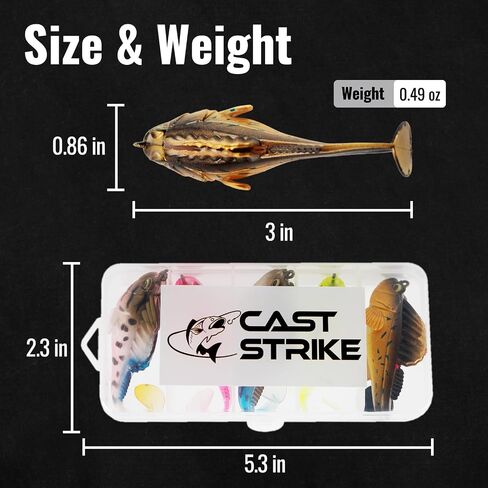 Soft Fishing Lures 5pcs Kit with Tackle Box Weedless Paddle Tail Swimbaits for Bass Trout Crappie Walleye Freshwater Saltwater Life Like Action Durable Plastic Sharp Hooks in Kuwait