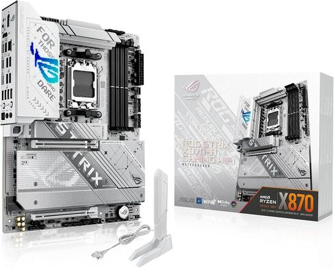 اللوحة الأم ASUS ROG Strix X870-A Gaming WiFi AMD، مرحلة إمداد الطاقة 16+2، فتحة DDR5، أربع فتحات M.2، PCIe 5.0، الجيل التالي من وحدة معالجة الرسومات، WiFi 7، USB 20 جيجابت في الثانية مع PD 3.0 حتى 30 وات، Aura Sync in Saudi Arabia