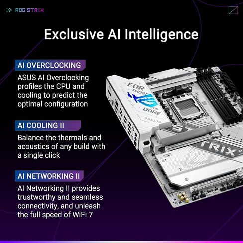 اللوحة الأم ASUS ROG Strix X870-A Gaming WiFi AMD، مرحلة إمداد الطاقة 16+2، فتحة DDR5، أربع فتحات M.2، PCIe 5.0، الجيل التالي من وحدة معالجة الرسومات، WiFi 7، USB 20 جيجابت في الثانية مع PD 3.0 حتى 30 وات، Aura Sync in Saudi Arabia