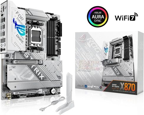 اللوحة الأم ASUS ROG Strix X870-A Gaming WiFi AMD، مرحلة إمداد الطاقة 16+2، فتحة DDR5، أربع فتحات M.2، PCIe 5.0، الجيل التالي من وحدة معالجة الرسومات، WiFi 7، USB 20 جيجابت في الثانية مع PD 3.0 حتى 30 وات، Aura Sync in Saudi Arabia