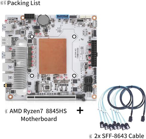 اللوحة الأم N7 8-Bay NAS Mini ITX LGA1700 معالج AMD 8845HS (8C/16T)، 2 × 10 جيجا منافذ RJ45، 2 * SO-DIMM DDR5 MAX 96G، 2 * M.2 NVMe (PCIe 4.0 x4)، 8 * SATA، 3 * USB3.2Gen1، Type-C USB4 20 جيجابت في الثانية، شاشة ثلاثية 4k/8K in Kuwait
