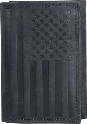 ASAD Leather Slim Everyday Trifold Wallet with ID Window and Multiple Card Slots | Genuine Leather Double Stitched RFID Blocking Stylish | Gift for Him | Black in Kuwait
