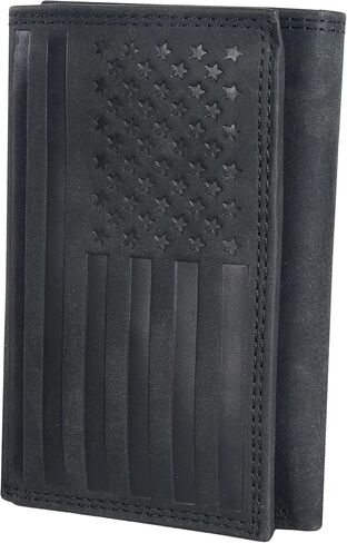 ASAD Leather Slim Everyday Trifold Wallet with ID Window and Multiple Card Slots | Genuine Leather Double Stitched RFID Blocking Stylish | Gift for Him | Black in Kuwait