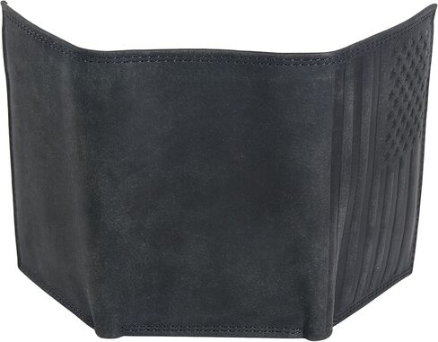 ASAD Leather Slim Everyday Trifold Wallet with ID Window and Multiple Card Slots | Genuine Leather Double Stitched RFID Blocking Stylish | Gift for Him | Black in Kuwait