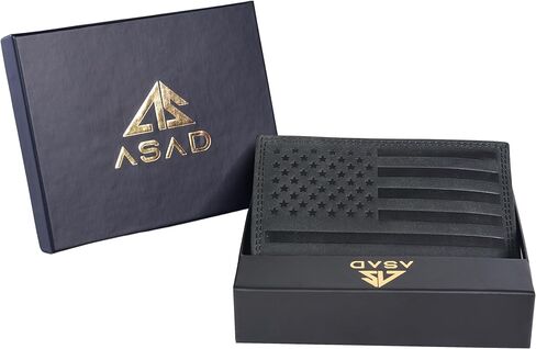 ASAD Leather Slim Everyday Trifold Wallet with ID Window and Multiple Card Slots | Genuine Leather Double Stitched RFID Blocking Stylish | Gift for Him | Black in Kuwait