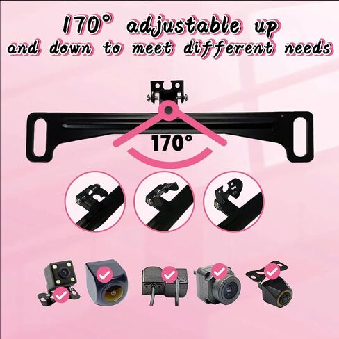 قطعتان من لوحة ترخيص الكاميرا الاحتياطية، حامل لوحة ترخيص كاميرا الرؤية الخلفية للسيارة العالمية بدون ثقب، كاميرا رؤية خلفية قابلة للتعديل 170 درجة متوافقة مع سيارات السيدان وسيارات الدفع الرباعي والشاحنات in Kuwait