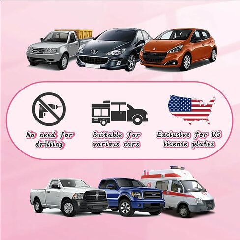 قطعتان من لوحة ترخيص الكاميرا الاحتياطية، حامل لوحة ترخيص كاميرا الرؤية الخلفية للسيارة العالمية بدون ثقب، كاميرا رؤية خلفية قابلة للتعديل 170 درجة متوافقة مع سيارات السيدان وسيارات الدفع الرباعي والشاحنات in Kuwait