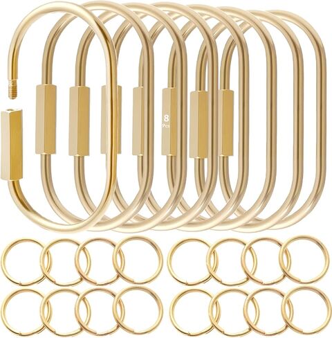8 Pcs Gold Carabiner Keychain,Brass Locking Carabiner Key Rings,Purse Bag Charm Clip,Charm Holder with Security Screw Lock in Saudi Arabia