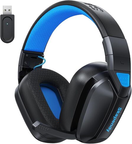 سماعة الألعاب اللاسلكية VK80 - سماعات رأس بلوتوث 2.4 جيجا هرتز مع ميكروفون - صوت ستيريو ثلاثي الأبعاد وعمر بطارية 50 ساعة - لأجهزة PS5، وPS4، وأجهزة الكمبيوتر الشخصية، وأجهزة Mac، والأجهزة اللوحية، والمحولات والهواتف الذكية، أسود أزرق in Kuwait