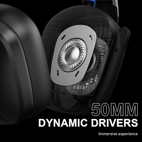 سماعة الألعاب اللاسلكية VK80 - سماعات رأس بلوتوث 2.4 جيجا هرتز مع ميكروفون - صوت ستيريو ثلاثي الأبعاد وعمر بطارية 50 ساعة - لأجهزة PS5، وPS4، وأجهزة الكمبيوتر الشخصية، وأجهزة Mac، والأجهزة اللوحية، والمحولات والهواتف الذكية، أسود أزرق in Kuwait