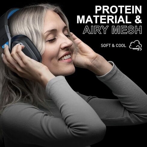 سماعة الألعاب اللاسلكية VK80 - سماعات رأس بلوتوث 2.4 جيجا هرتز مع ميكروفون - صوت ستيريو ثلاثي الأبعاد وعمر بطارية 50 ساعة - لأجهزة PS5، وPS4، وأجهزة الكمبيوتر الشخصية، وأجهزة Mac، والأجهزة اللوحية، والمحولات والهواتف الذكية، أسود أزرق in Kuwait