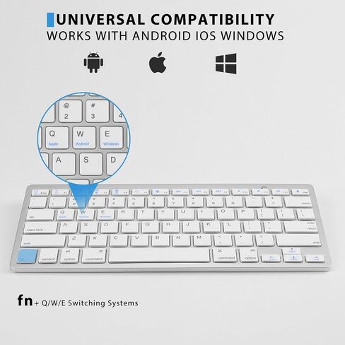 لوحة مفاتيح بلوتوث لاسلكية لأجهزة Apple iPad iPhone Samsung Phone الهاتف الذكي اللوحي لوحة مفاتيح محمولة لأجهزة نظام iOS/Windows/Android المتوافقة (أبيض) in Kuwait