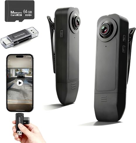 Heart Link Body Camera with Audio and Video Recording - 1080P HD Wearable Mini Camera, 64GB Night Vision Portable Body Cam for Police, Guard - Personal Protection & Sports Recording in Saudi Arabia