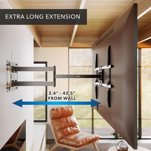 Mount-It! Long Arm Full Motion TV Wall Mount, Extra Long 42.5-Inch Extension, Heavy-Duty Dual Arm Articulating Mount for 43–100 Inch TVs, Swivel Tilt Corner Compatible, Max VESA 800x600, 132 lbs in Saudi Arabia