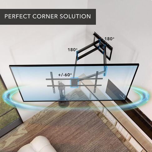 Mount-It! Long Arm Full Motion TV Wall Mount, Extra Long 42.5-Inch Extension, Heavy-Duty Dual Arm Articulating Mount for 43–100 Inch TVs, Swivel Tilt Corner Compatible, Max VESA 800x600, 132 lbs in Saudi Arabia