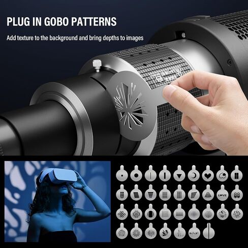 Bowens Mount Spotlight Conical Optical Snoot Photography kit for Photography Studio Lighting Accessory with Storage Bag for Gobos 4 Color Filters 25 Gobos for Godox Amaran Neewer LED Video Light in Saudi Arabia