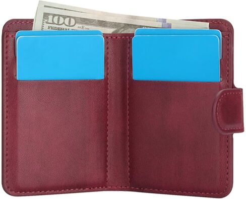 Genuine Leather Magnetic Card Wallet - RFID Blocking, Card Slots, ID Window, Slim Front Pocket Wallet for Men/Women Compatible(Red) in Saudi Arabia
