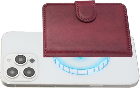 Genuine Leather Magnetic Card Wallet - RFID Blocking, Card Slots, ID Window, Slim Front Pocket Wallet for Men/Women Compatible(Red) in Saudi Arabia