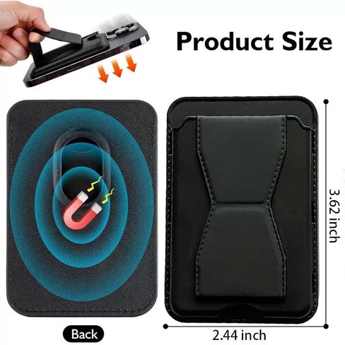 حامل محفظة الهاتف، حامل بطاقات جلد نحيف 3 في 1 مع قبضة وحجب RFID، محفظة جيب لاصقة لهاتف iPhone17/16/15/14/13/12 Pro/Pro Max Series Android والمزيد، للسفر والحمل اليومي - أسود in Saudi Arabia