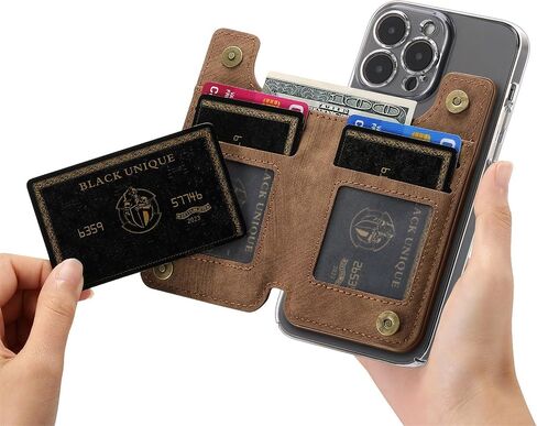 Wallet Stick on Phone Case, Credit Card Holder for Back of Phone Cases Retro Flip Leather Zipper Sleeve Pouch Compatible with iPhone, Samsung Galaxy Android Most Smartphones Black in Kuwait