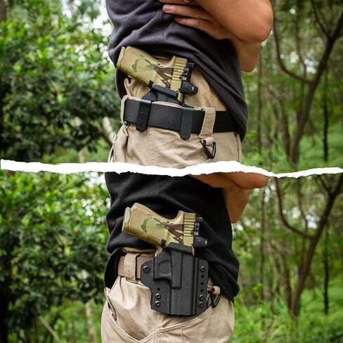 WARRIORLAND IWB & OWB Convertible Holster, Select Fit Glock 43X/ 17/19/ 19X/ 22/23/ 26/31/ 32/43/ 44/45, Taurus G2C/ G3C, 1911 5" No Rail, Sig P320 M17/ M18, Optic Cut & Adj. Ride Height, Right Hand in Kuwait