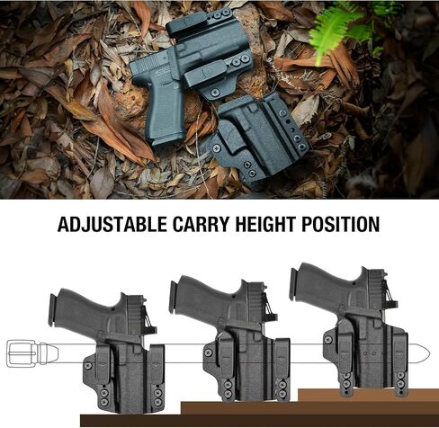 WARRIORLAND IWB & OWB Convertible Holster, Select Fit Glock 43X/ 17/19/ 19X/ 22/23/ 26/31/ 32/43/ 44/45, Taurus G2C/ G3C, 1911 5" No Rail, Sig P320 M17/ M18, Optic Cut & Adj. Ride Height, Right Hand in Kuwait