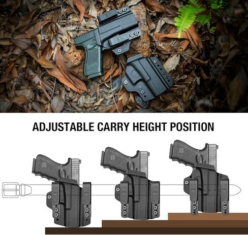 حافظة WARRIORLAND IWB & OWB قابلة للتحويل، Select Fit Glock 43X/ 17/19/ 19X/ 22/23/ 26/31/ 32/43/ 44/45، Taurus G2C/ G3C، 1911 5 بوصة بدون سكة، Sig P320 M17/ M18، قطع بصري وتعديل ارتفاع الركوب، اليد اليمنى in Kuwait