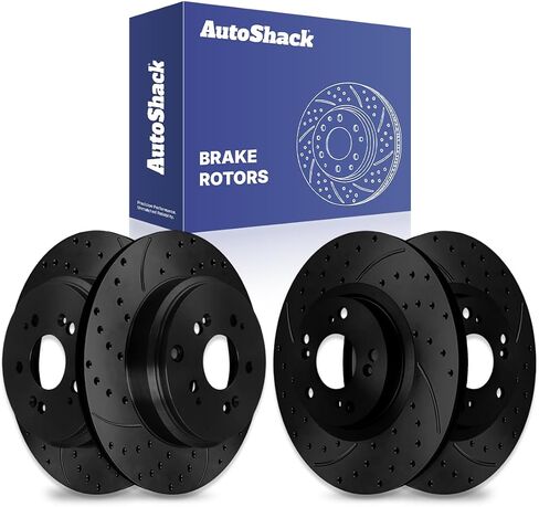 Autoshack Black Hat محفورة ودوارات الفرامل المقطوعة من أدوات استبدال دوار الفرامل الأمامية والخلفية لعام 2009-2015 هوندا Pilot 2007-2013 Acura MDX 2010-2013 ZDX 3.5L 3.7L V6 AWD FWD PR41470PR41471 in Saudi Arabia