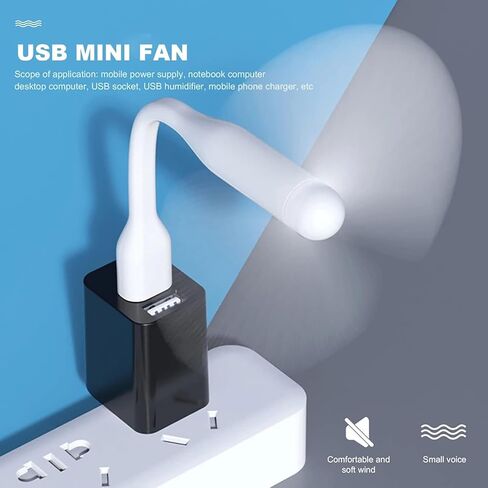 عبوتان من مراوح USB الصغيرة المحمولة لبنك الطاقة USB - أبيض in Saudi Arabia