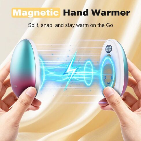 Hand Warmers Rechargeable, 2 Pack Cute Egg Design, LED Display, 4 Levels Fast Heating Magnetic Electric Hand Warmers, Portable Pocket Heater Gifts for Women Men Outdoor Camping Hunting Golf in Kuwait