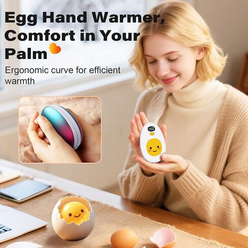 Hand Warmers Rechargeable, 2 Pack Cute Egg Design, LED Display, 4 Levels Fast Heating Magnetic Electric Hand Warmers, Portable Pocket Heater Gifts for Women Men Outdoor Camping Hunting Golf in Kuwait