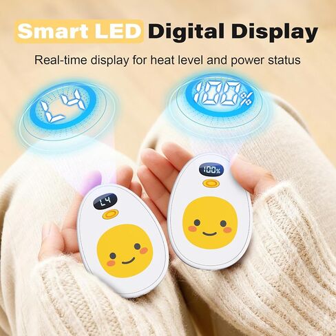 Hand Warmers Rechargeable, 2 Pack Cute Egg Design, LED Display, 4 Levels Fast Heating Magnetic Electric Hand Warmers, Portable Pocket Heater Gifts for Women Men Outdoor Camping Hunting Golf in Saudi Arabia
