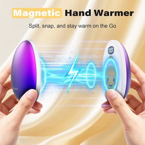 Hand Warmers Rechargeable, 2 Pack Cute Egg Design, LED Display, 4 Levels Fast Heating Magnetic Electric Hand Warmers, Portable Pocket Heater Gifts for Women Men Outdoor Camping Hunting Golf in Saudi Arabia