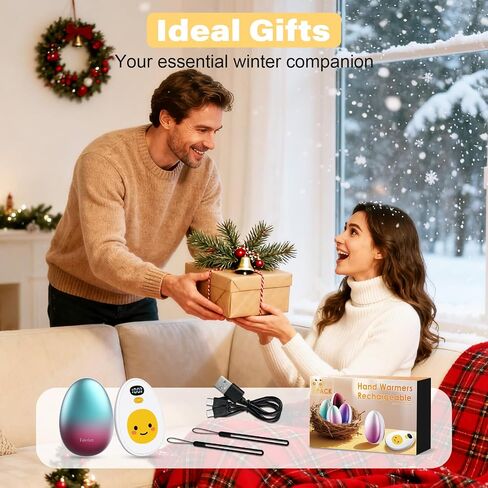 Hand Warmers Rechargeable, 2 Pack Cute Egg Design, LED Display, 4 Levels Fast Heating Magnetic Electric Hand Warmers, Portable Pocket Heater Gifts for Women Men Outdoor Camping Hunting Golf in Kuwait