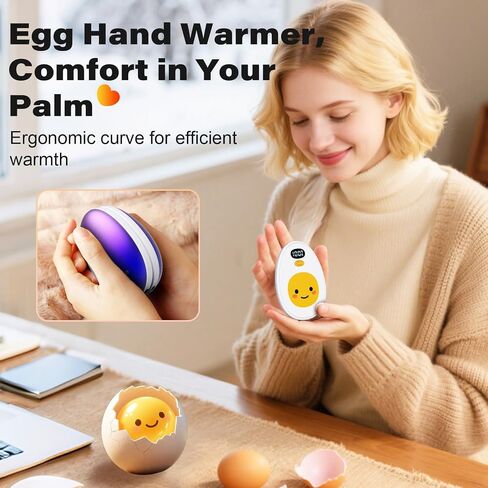 Hand Warmers Rechargeable, 2 Pack Cute Egg Design, LED Display, 4 Levels Fast Heating Magnetic Electric Hand Warmers, Portable Pocket Heater Gifts for Women Men Outdoor Camping Hunting Golf in Saudi Arabia