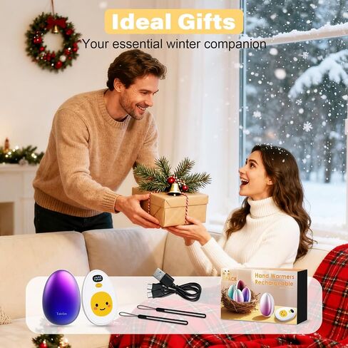 Hand Warmers Rechargeable, 2 Pack Cute Egg Design, LED Display, 4 Levels Fast Heating Magnetic Electric Hand Warmers, Portable Pocket Heater Gifts for Women Men Outdoor Camping Hunting Golf in Saudi Arabia