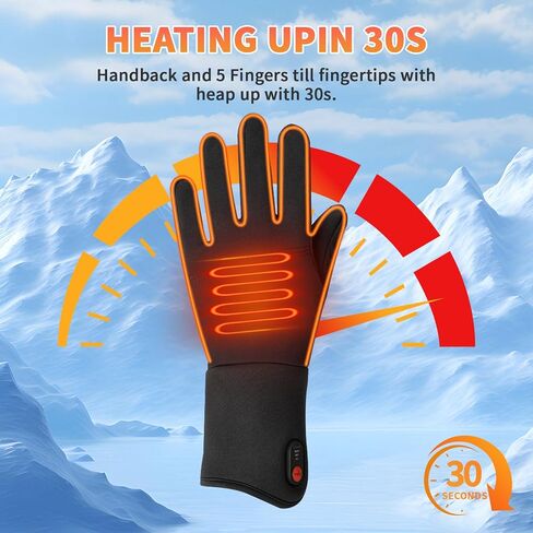 Heated Gloves for Men & Women - 5000mAh Battery, 3 Heating Levels, Overheat Protection - Ultra-Thin Electric Motorcycle Riding Gloves for Winter, Skiing, Snow Sports in Saudi Arabia