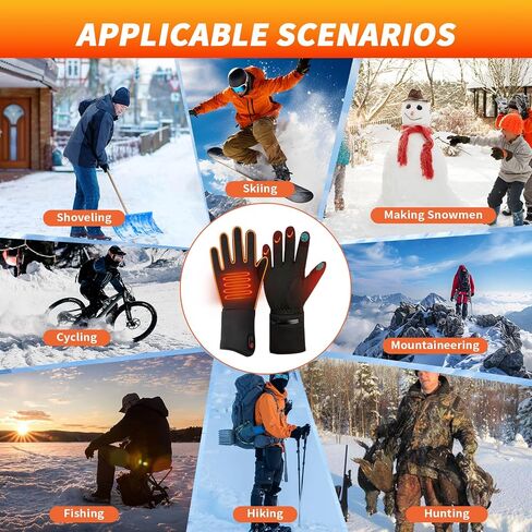 Heated Gloves for Men & Women - 5000mAh Battery, 3 Heating Levels, Overheat Protection - Ultra-Thin Electric Motorcycle Riding Gloves for Winter, Skiing, Snow Sports in Saudi Arabia