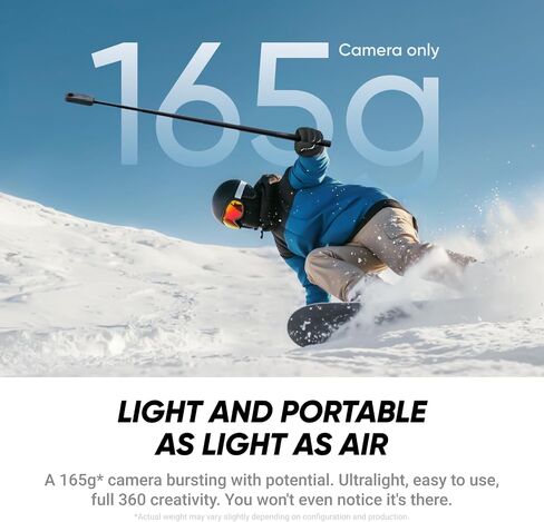 Insta360 X4 Air Ski Bundle - Waterproof & Lightweight 165g 8K 360 Camera, Invisible Selfie Stick, Replaceable Lenses, Shoot First & Frame Later, Built-in Wind Guard, Stabilization, AI-Powered App in Saudi Arabia