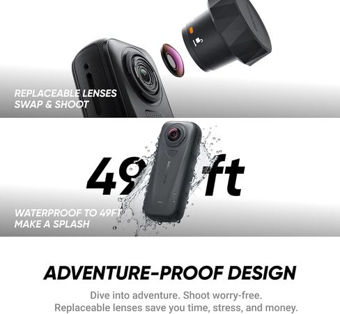 Insta360 X4 Air Ski Bundle - Waterproof & Lightweight 165g 8K 360 Camera, Invisible Selfie Stick, Replaceable Lenses, Shoot First & Frame Later, Built-in Wind Guard, Stabilization, AI-Powered App in Saudi Arabia